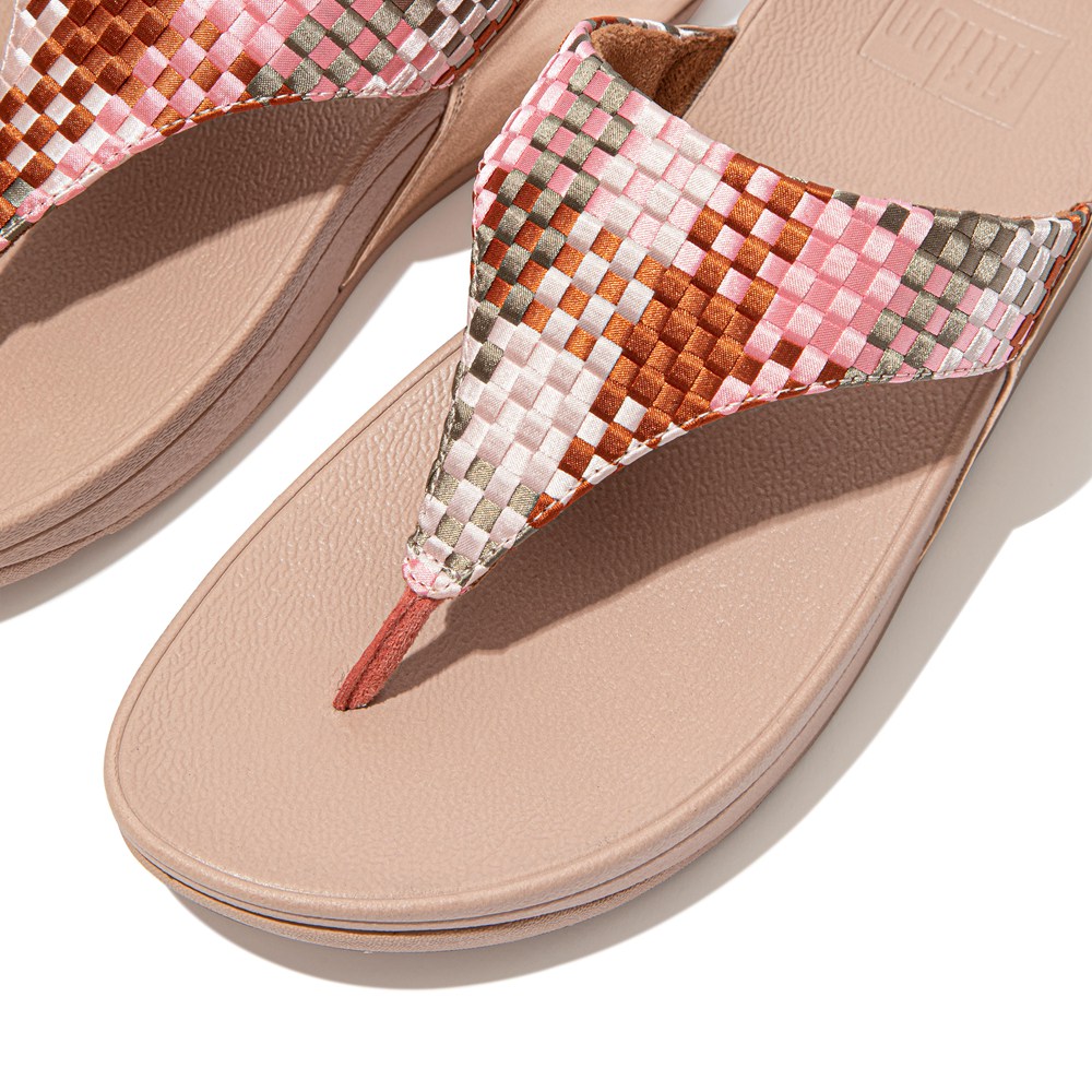 Fitflop Womens Sandals Coral Pink - Lulu Silky-weave Toe-post - RX5907368